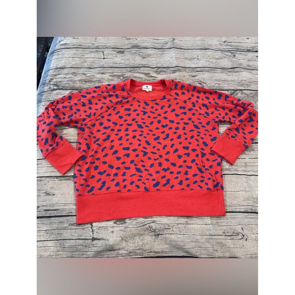 Sundry Coral and Blue Cheetah Crewneck Sweatshirt Size 2 (Medium)